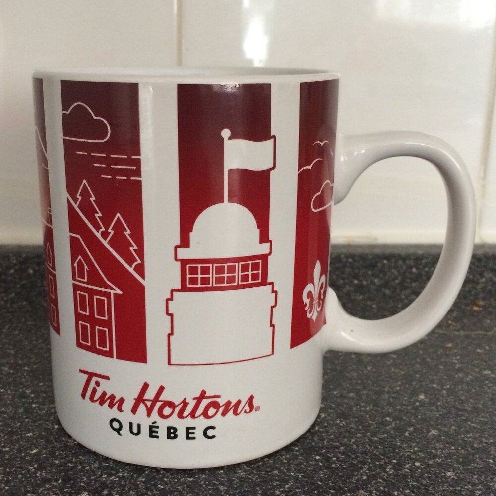 Tim Hortons Quebec 2016 Travellers Collection Series 1 Coffee Mug White Ceramic